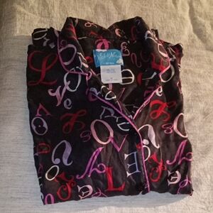 Vintage Nick & Nora Multicolor Love Letter Print Silk Pajamas Size Medium